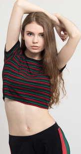 Urban Classics Ladies Rib Stripe Cropped Tee zelené / černé / červené