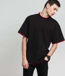 Urban Classics Contrast Tall Tee černé / červené