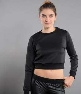 Urban Classics Ladies Scuba Cropped Crew černá