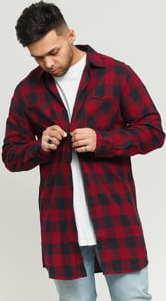 Urban Classics Long Checked Flanell Shirt černá / vínová