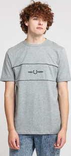 FRED PERRY Embroidered Panel Tee melange šedé