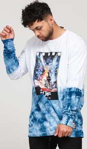 HUF Space Godzilla tiedye LS Tee bílé / modré