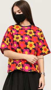 LAZY OAF 70'S Floral Print T-shirt fialové / oranžové / růžové / žluté