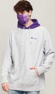 Champion Two Color Terry Hoodie melange šedá / fialová