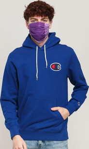 Champion Satin C Logo Cotton Terry Hoodie tmavě modrá