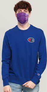 Champion Satin C Logo Cotton Terry Sweatshirt tmavě modrá