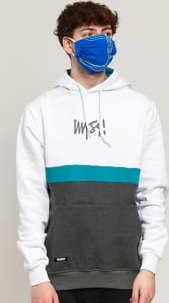 Mass DNM Parts Hoody melange tmavě šedá / bílá / tyrkysová