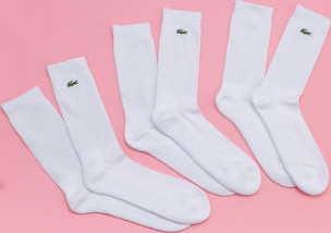 LACOSTE 3 Pack Sport Socks bílé