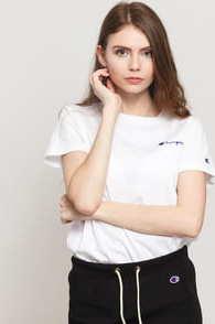 Champion Reverse Weave Small Script Logo Tee krémové