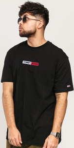 TOMMY JEANS M Embroidered Box Logo Tee černé
