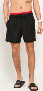 Calvin Klein Medium Double Waistband Swim Shorts černé / červené