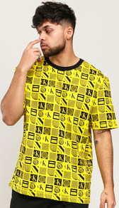 CALVIN KLEIN JEANS M Flyer AOP Relaxed Tee žluté / černé