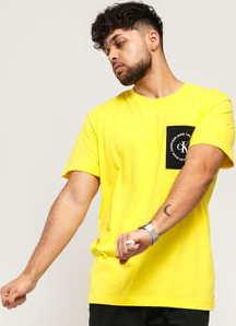 CALVIN KLEIN JEANS M Round Logo Tee žluté