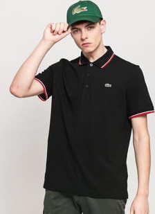 LACOSTE Men's Cuff Rib Edge Polo černé