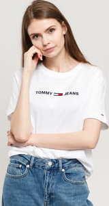 TOMMY JEANS W Modern Linear Logo Tee bílé