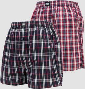 Urban Classics Woven Plaid Boxer Shorts 2-Pack navy / červené / bílé