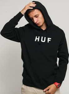 HUF Essentials OG Logo PO Hoodie černá