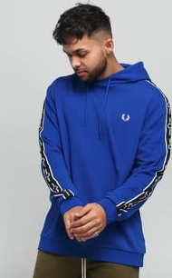 FRED PERRY Taped Sleeve Hooded Sweatshirt modrá / černá
