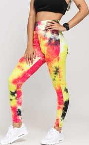 Urban Classics Ladies Tie Dye High Waist eggings modré / žluté / růžové / oranžové