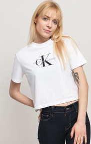 CALVIN KLEIN JEANS W Monogram Modern Straight Fit Cropped bílé