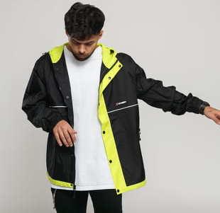 Stüssy Honeycomb Hooded Jacket černá / neon žlutá