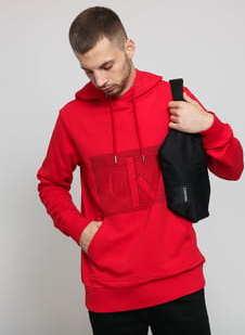 CALVIN KLEIN JEANS Off Placed Monogram Hoodie červená
