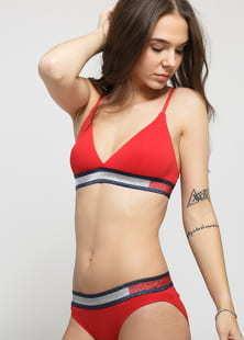 Tommy Hilfiger Triangle Bra červené / stříbrné / navy
