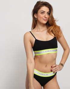 Calvin Klein Unlined Bralette černé / neon zelené / šedé