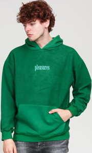 PLEASURES Logo Reverse Hoody zelená