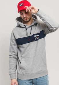 TOMMY JEANS M Essential Graphic Hoodie melange šedá