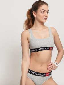 Calvin Klein Unlined Bralette 1981 melange šedé / černé / bílé