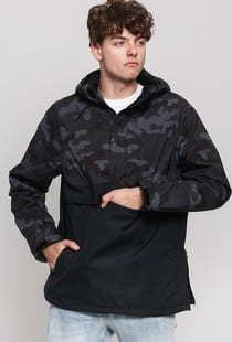 Urban Classics Camo Mix Pull Over Jacket camo tmavě šedá / černá