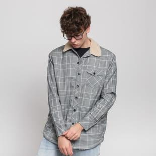 Urban Classics Sherpa Lined Glencheck Shirt Jacket černá / bílá