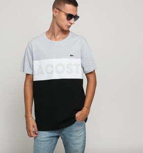 LACOSTE Men's Tee melange šedé / černé / bílé