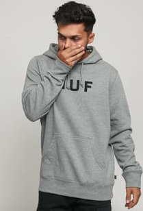 HUF Essentials OG Logo PO Hoodie melange šedá