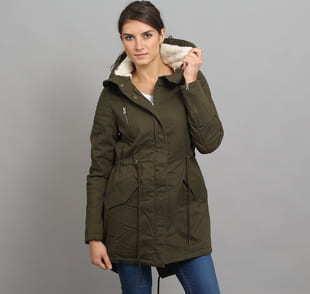 Urban Classics Ladies Sherpa Lined Cotton Parka olivová