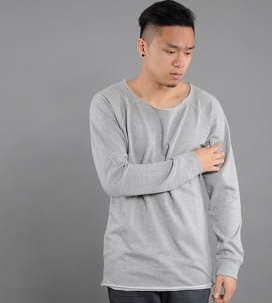 Urban Classics Long Open Edge Terry Crewneck melange šedá