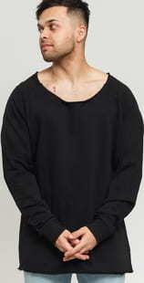 Urban Classics Long Open Edge Terry Crewneck černá