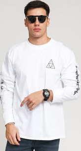 HUF Essentials TT LS Tee bílé