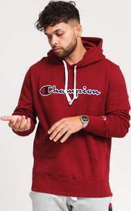 Champion Script Logo Hooded Sweatshirt vínová