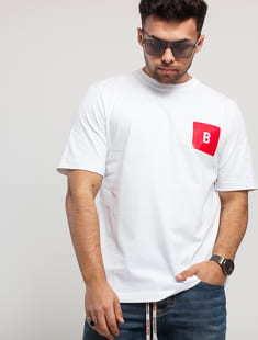 BAND OF OUTSIDERS B Logo Printed SS T-shirt bílé / červené