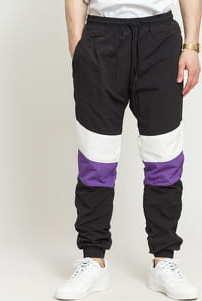 Urban Classics 3-Tone Crinkle Track Pants černé / bílé / fialové