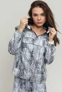 Urban Classics Ladies Pattern Pull Over Jacket bílá / šedá