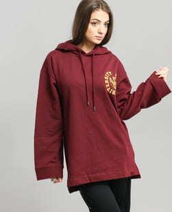 Puma LS Back Lacing Hoodie vínová