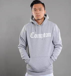 Urban Classics Compton Hoody melange šedá / bílá