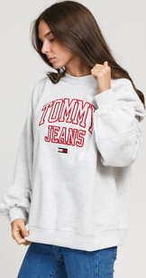 TOMMY JEANS W Collegiate Logo Crew melange šedá