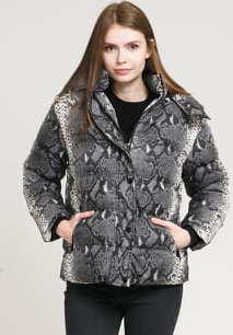 Urban Classics Ladies AOP Hooded Puffer Jacket tmavě šedá / krémová