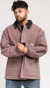 Stüssy Brushed Moleskin Chore Jacket fialovohnědá