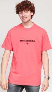 PLEASURES Shine Embroidered T-Shirt růžové