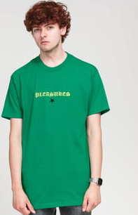 PLEASURES Shine Embroidered T-Shirt zelené